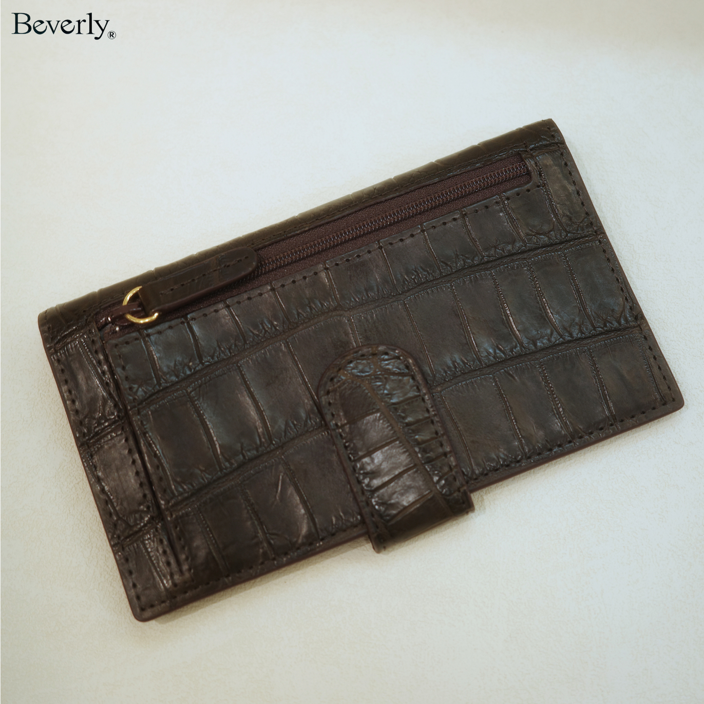 Long Card Holder in Crocodile Leather
