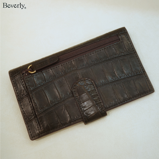 Long Card Holder in Crocodile Leather