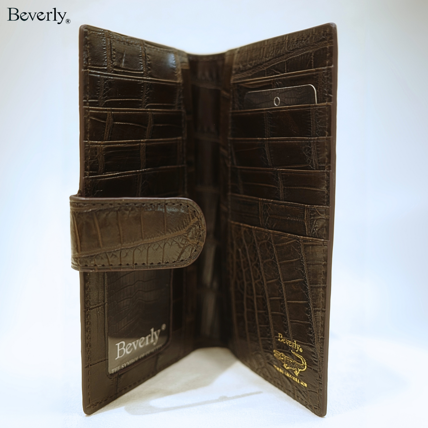 Long Card Holder in Crocodile Leather