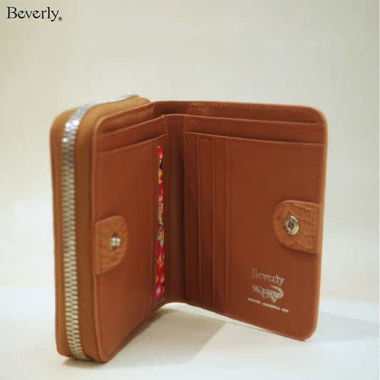 Zipped Card Holder in Crocodile Leather